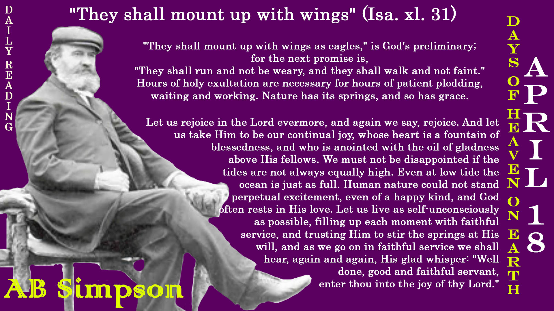 Days of Heaven on Earth – April – Daily Readings – AB Simpson ...
